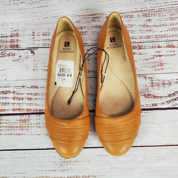 New White Mountain Cali Ballet Flat Casual Shoes Tan Vegan Leather Size 9 - Picture 1 of 8